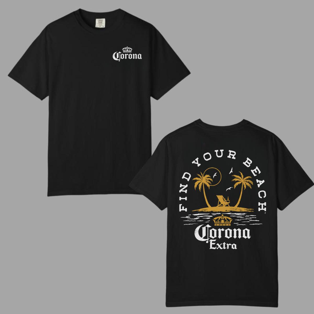 Corona Extra T-Shirt Find Your Beach with Relaxing Tropical Graphic, Ideal for Beer and Beach Lovers, Unisex Fit, Summer Casual Wear, Great Gift for Vacation Seekers , Tiktok Shop