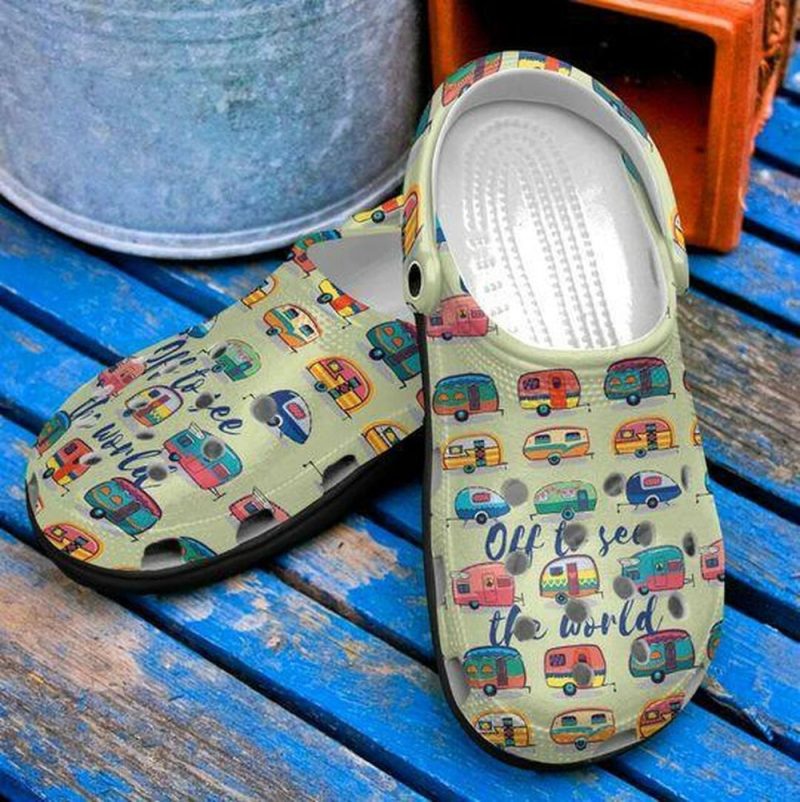 Colorful Camper Van Camping 3 Personalized Gift For Lover Rubber clog Shoes Comfy Footwear