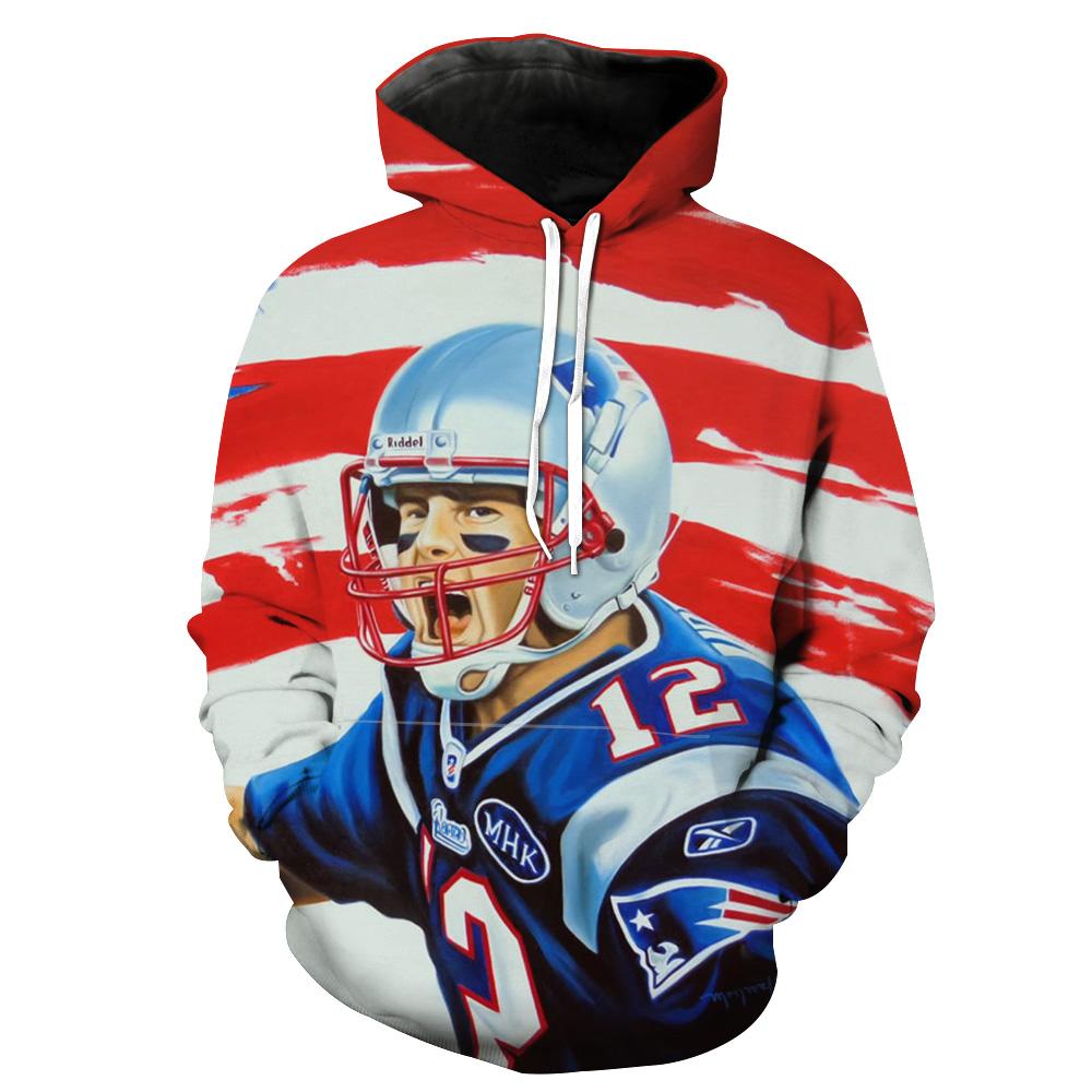 Football American Tom Brady Hoodies – Pullover Tom Brady Red Hoodie ...