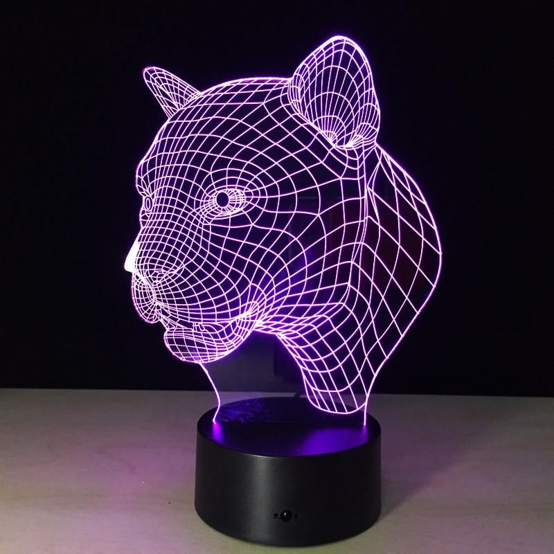 Creative Optical Leopard Head Pattern 3D Illusion Night Light Led Light