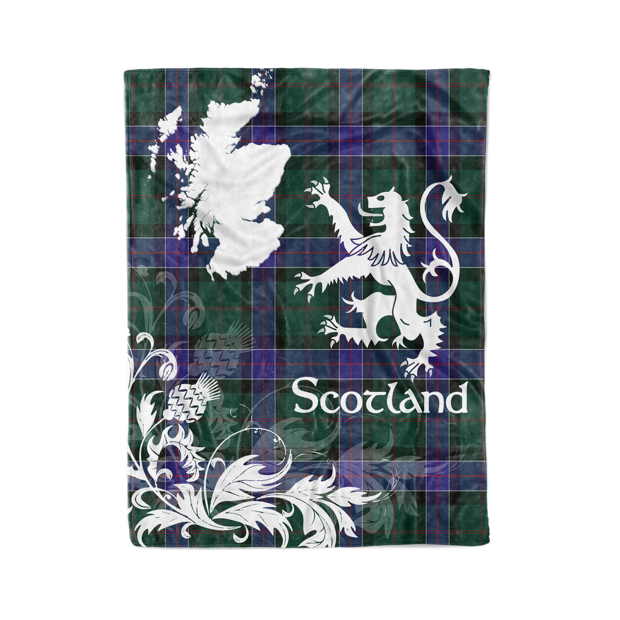 Tartan Plaid Fleece Blanket Tartan Blanket Thistle And Lion Scottish Clan Sinclair Hunting Modern Plaid Blanket