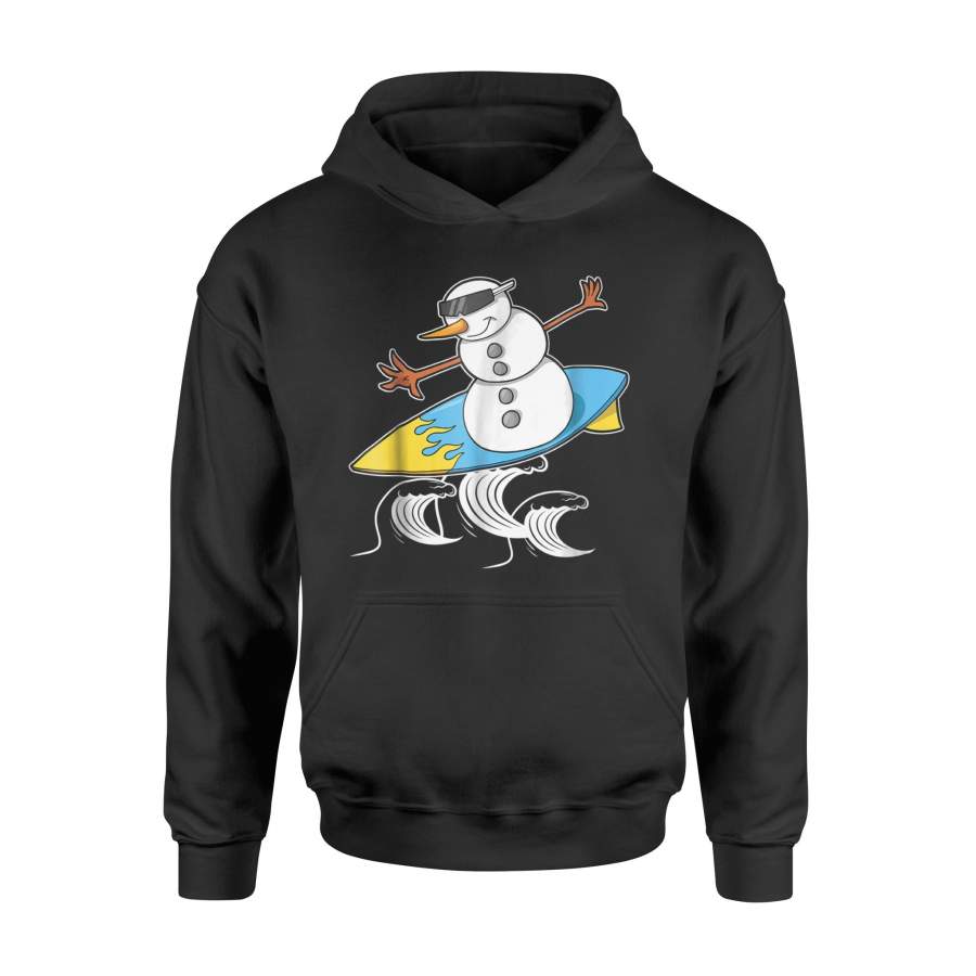 Cute Snowman Surfing Merry Christmas In July Hoodie