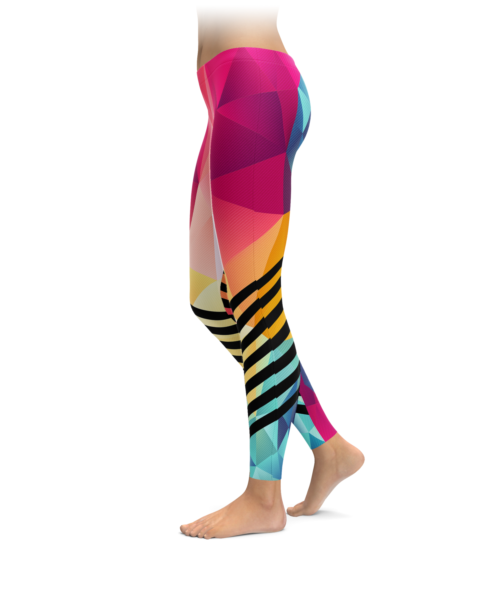 Cotton Candy Polygonal Racing Stripes Leggings