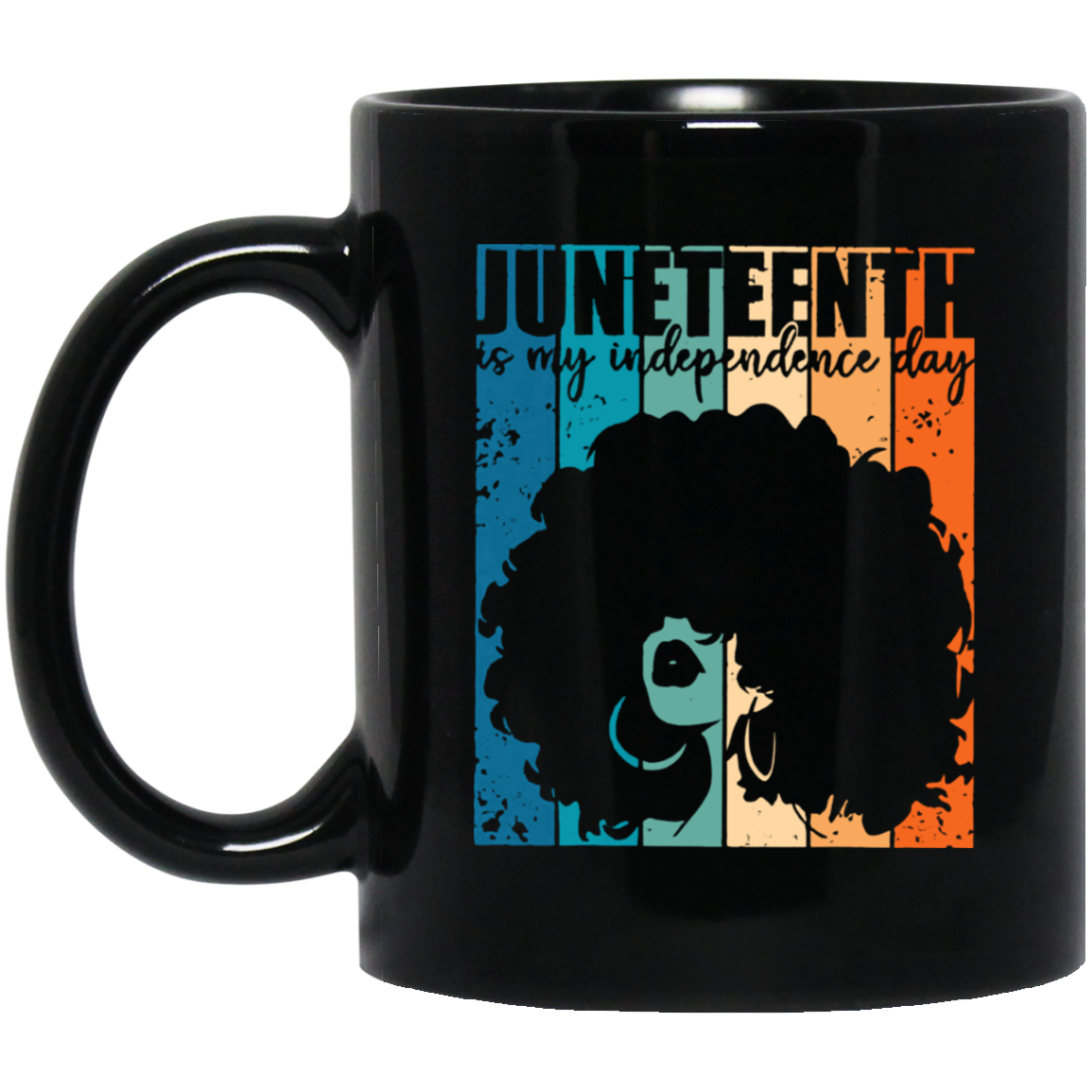 Juneteenth Independence Day Retro Afro Melanin 11 Oz. Black Mug