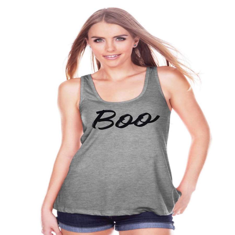 Womens Halloween Shirt - Boo Halloween Shirt - Ladies Halloween Party Shirt - Adult Halloween Costumes - Grey Halloween Tank Top - Boo Shirt x Halloween costumes 2024