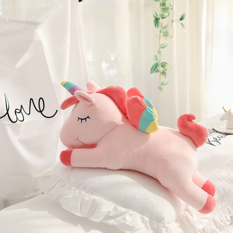 25-80CM Kawaii Giant Unicorn Plush Toys Soft Cute Stuffed Animal Sleeping Pillow Horse Doll Valentines Day Gifts For Kids Girls alx