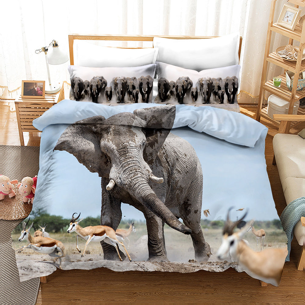 3D Elephant Pattern Sky Quilt Cover Set Bedding Set Pillowcases 72