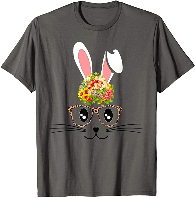 Cute Bunny Rabbit Face Leopard Print Glasses EASTER Costume T-Shirt