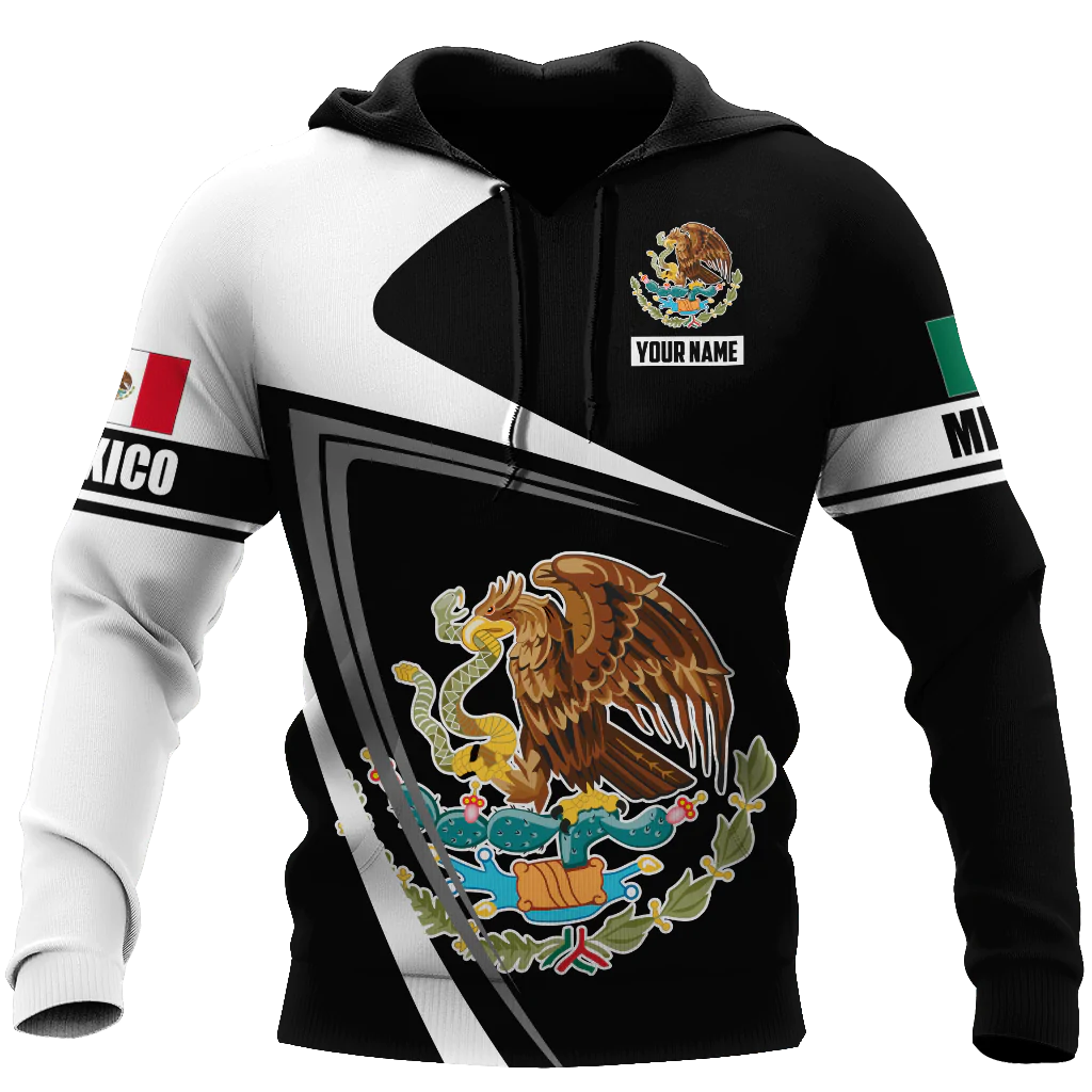 Custom Name 3D All Over Printed Mexico Hoodie, Mexican Hoodie, Mexico Gifts