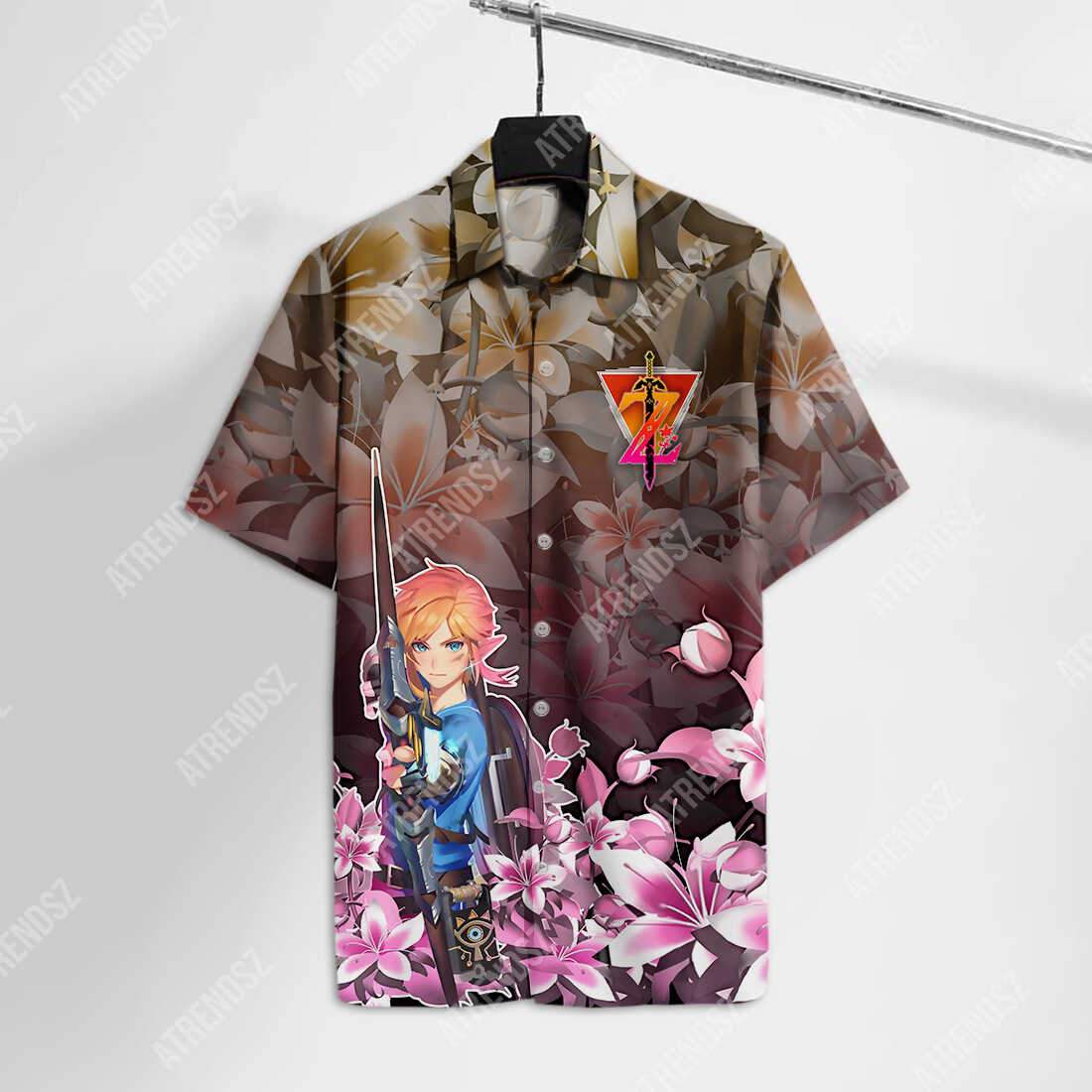 Legend Of Zelda Hawaiian Shirt Flower Link Warrior Aloha Full Print Size Ha5660