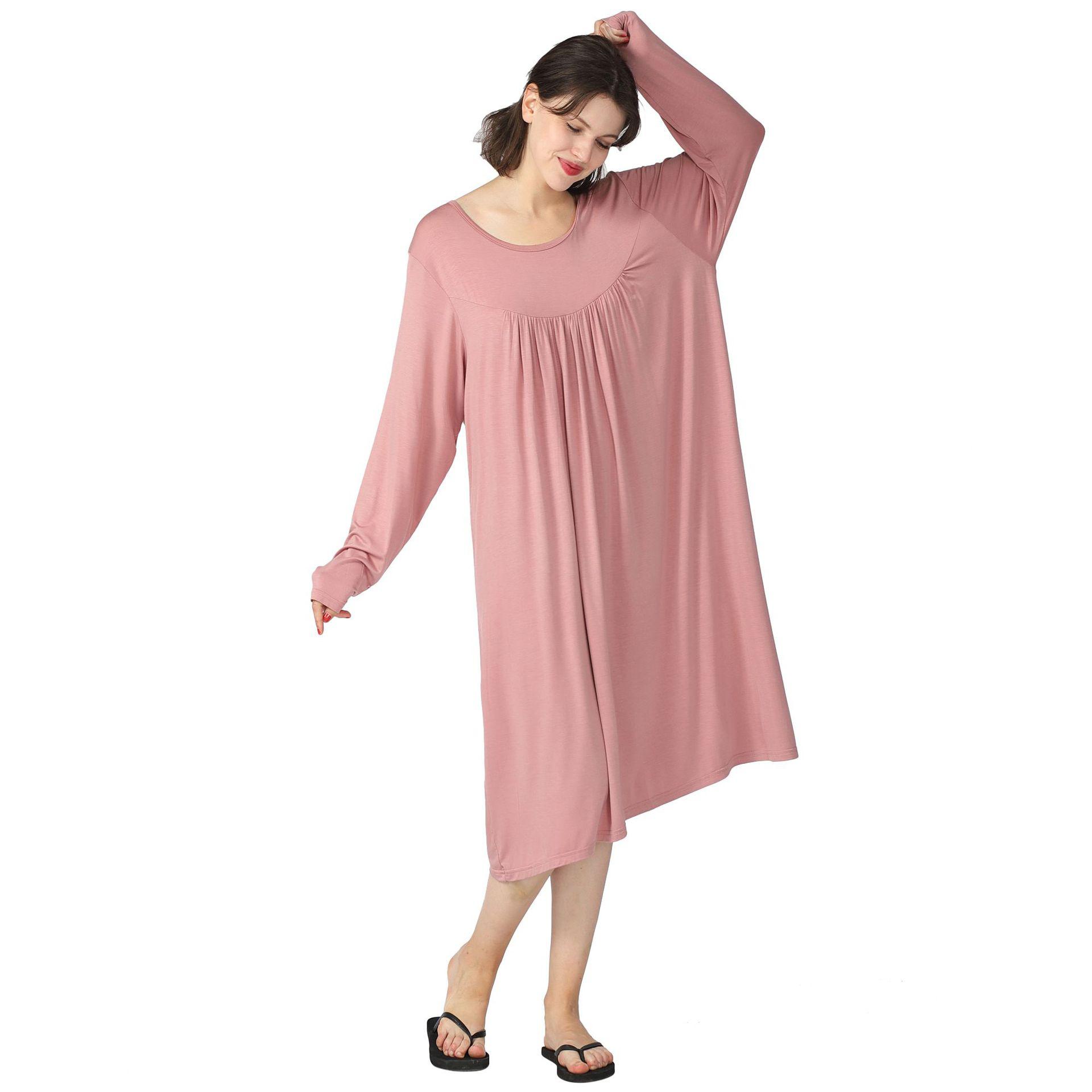 Summer Casual Women Nightgown Sleepwear PLUS SIZE Nightdress Nightwear Soft Cotton Intimate Lingerie Modal Mid Length Home Dress alx