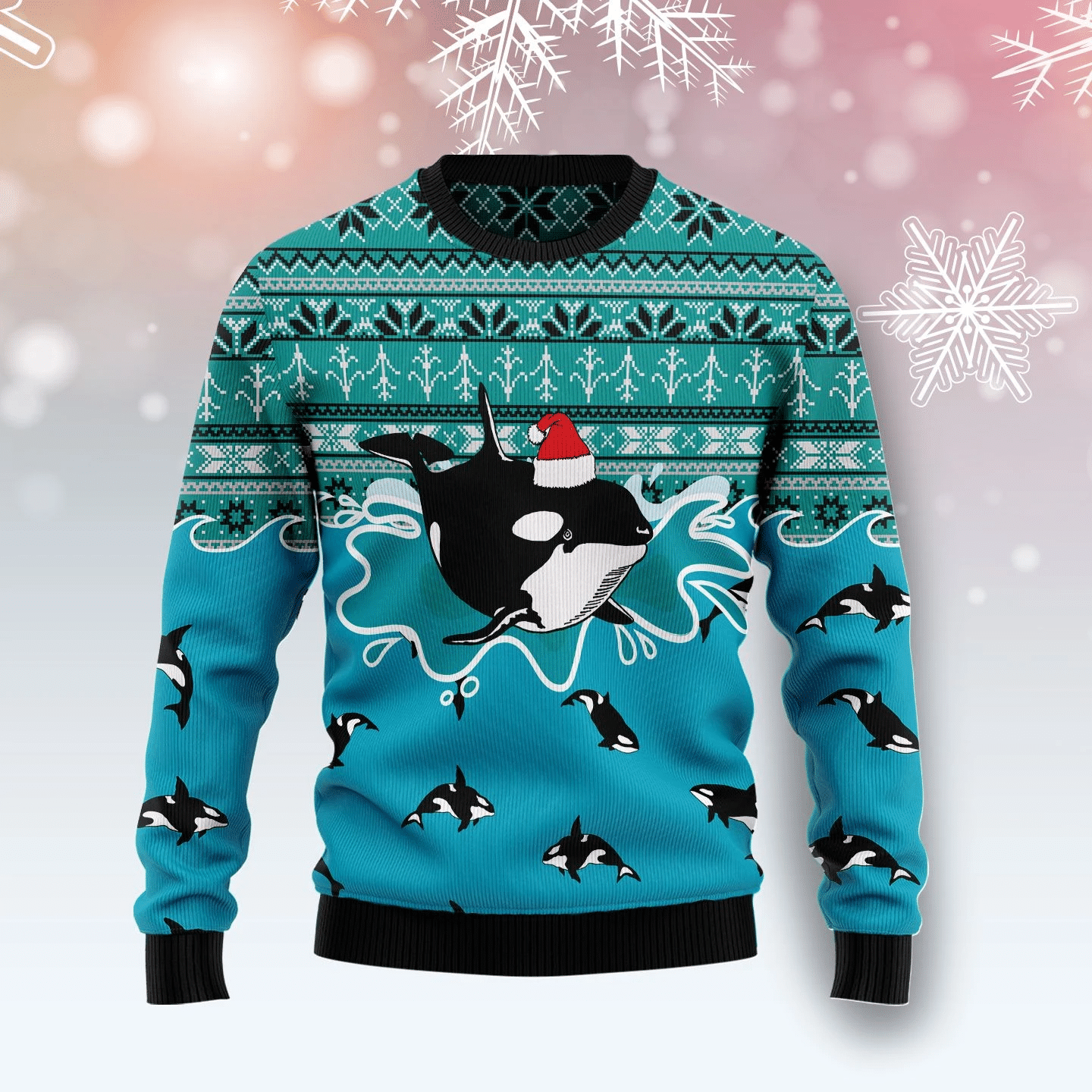 Whale Santa Claus Christmas Ugly Sweater