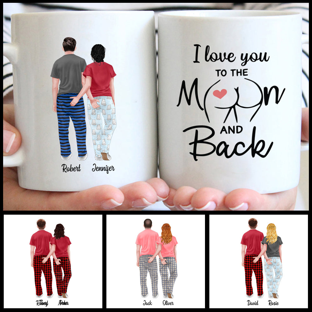 Funny Custom Mug For Couples, I Love You To The Moon And Back, Anniversary Gift, Valentine’S Day Gift, Christmas Gift Hg98