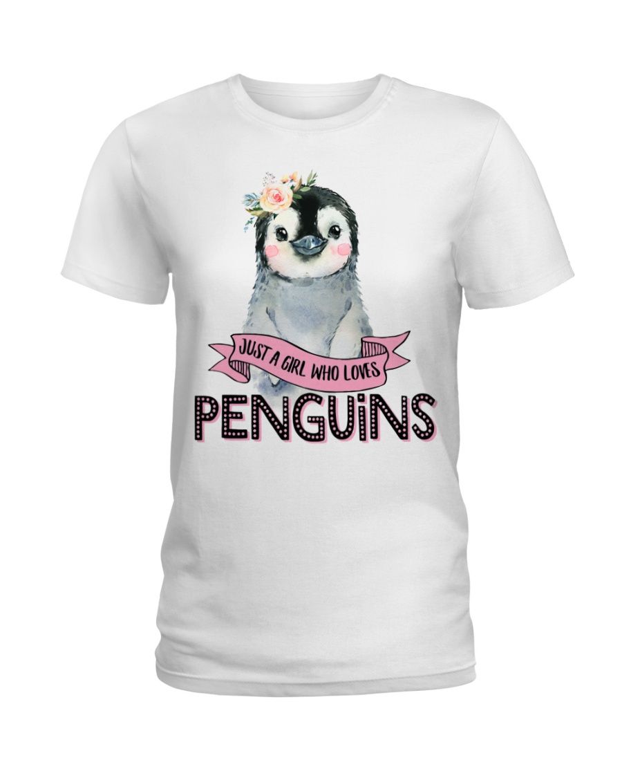 A Girl Who Loves Penguins Cute White T-Shirt