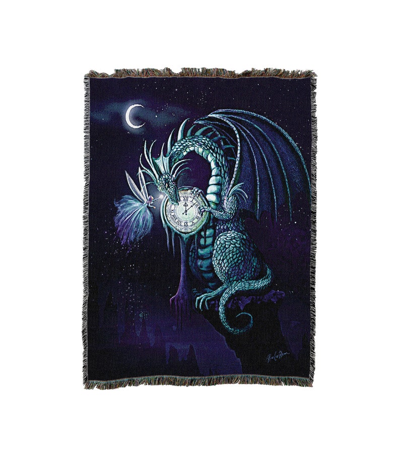 Time Dragon Sapphire Vintage Retro Style Couch Sofa Blanket,  Woven Throw Blanket Home Decor