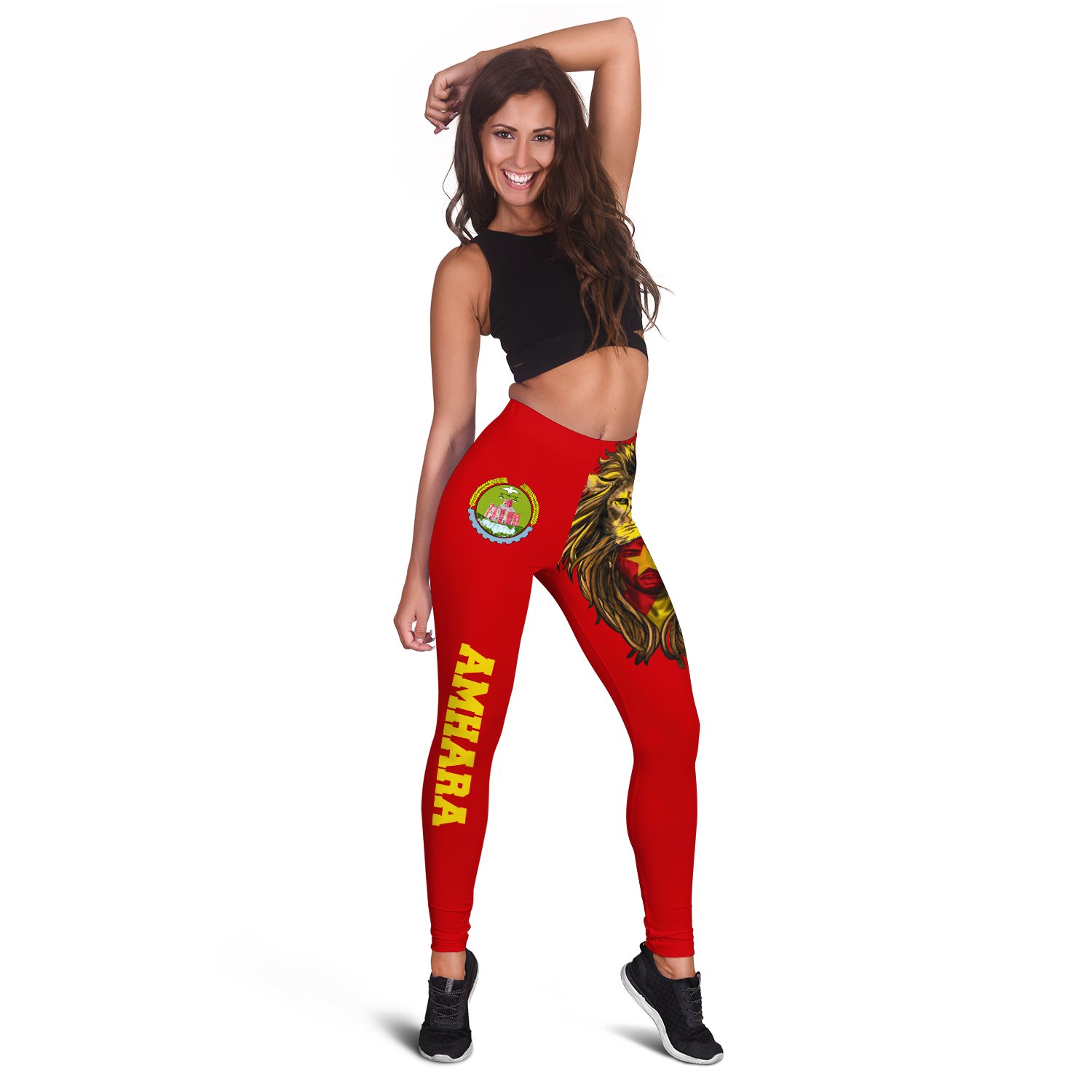 1stTheWorld Amhara Leggings, Amhara Flag Men Lion A10