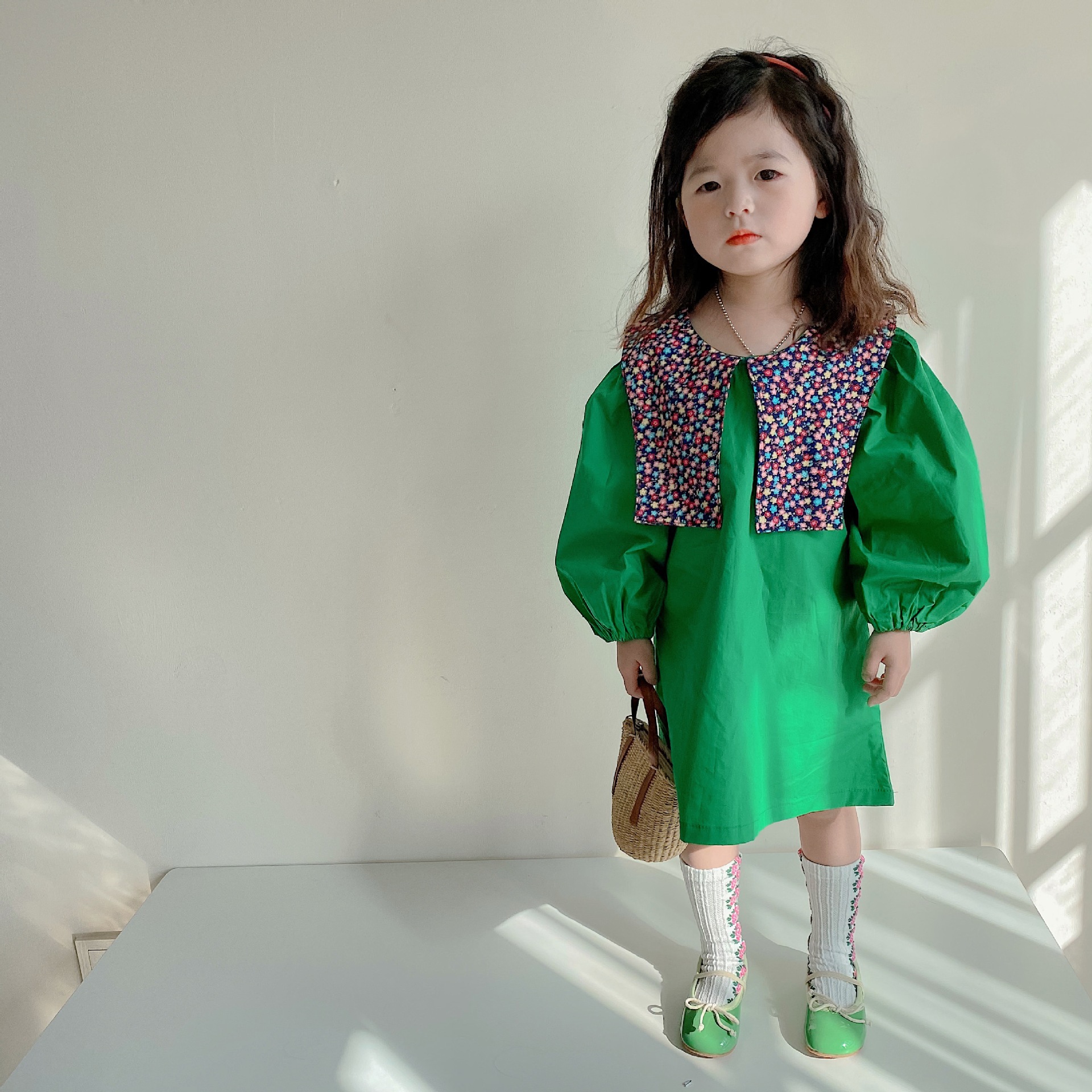 2022 Spring New Arrival Girls Long Sleeve Dress Kids Cotton Dresses alx