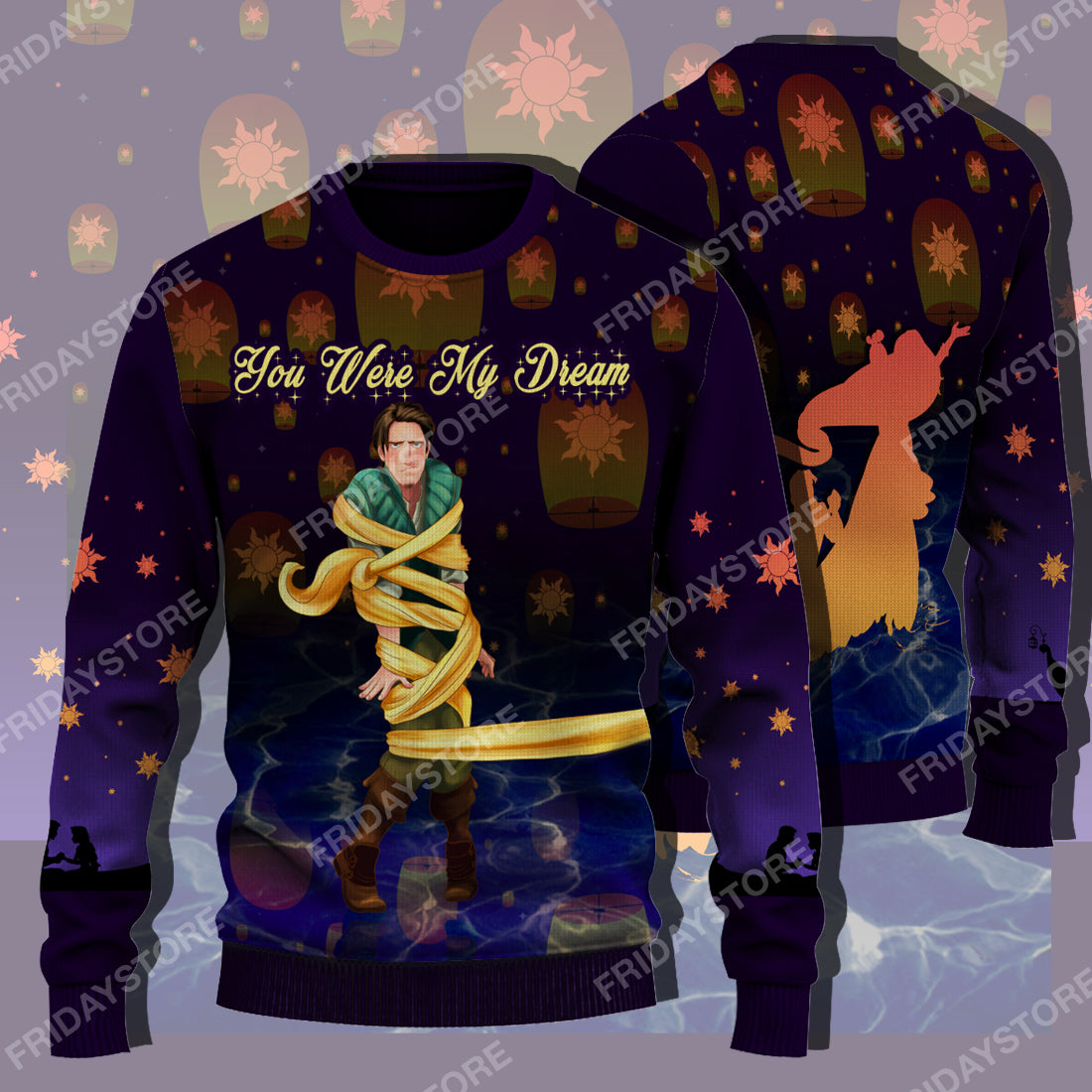 Unifinz Dn Sweater Tangled Flynn Rider You Were My Dream Couple Ugly Sweater Dn Flynn Ugly Sweater 2022