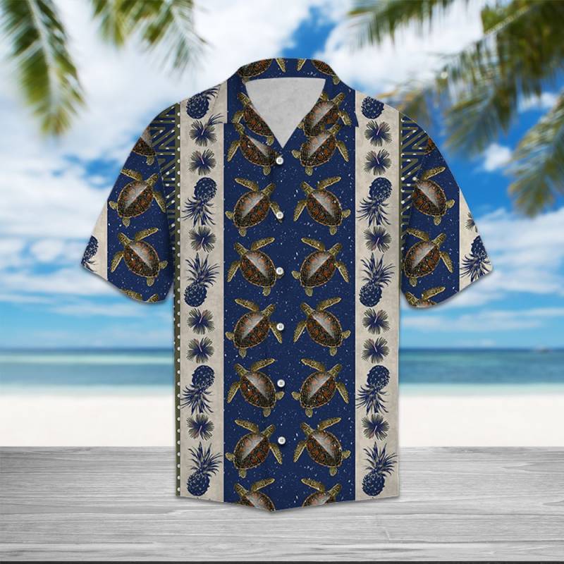 Turtle Pineapple Hibiscus Pattern Hawaii Shirt Ha66360