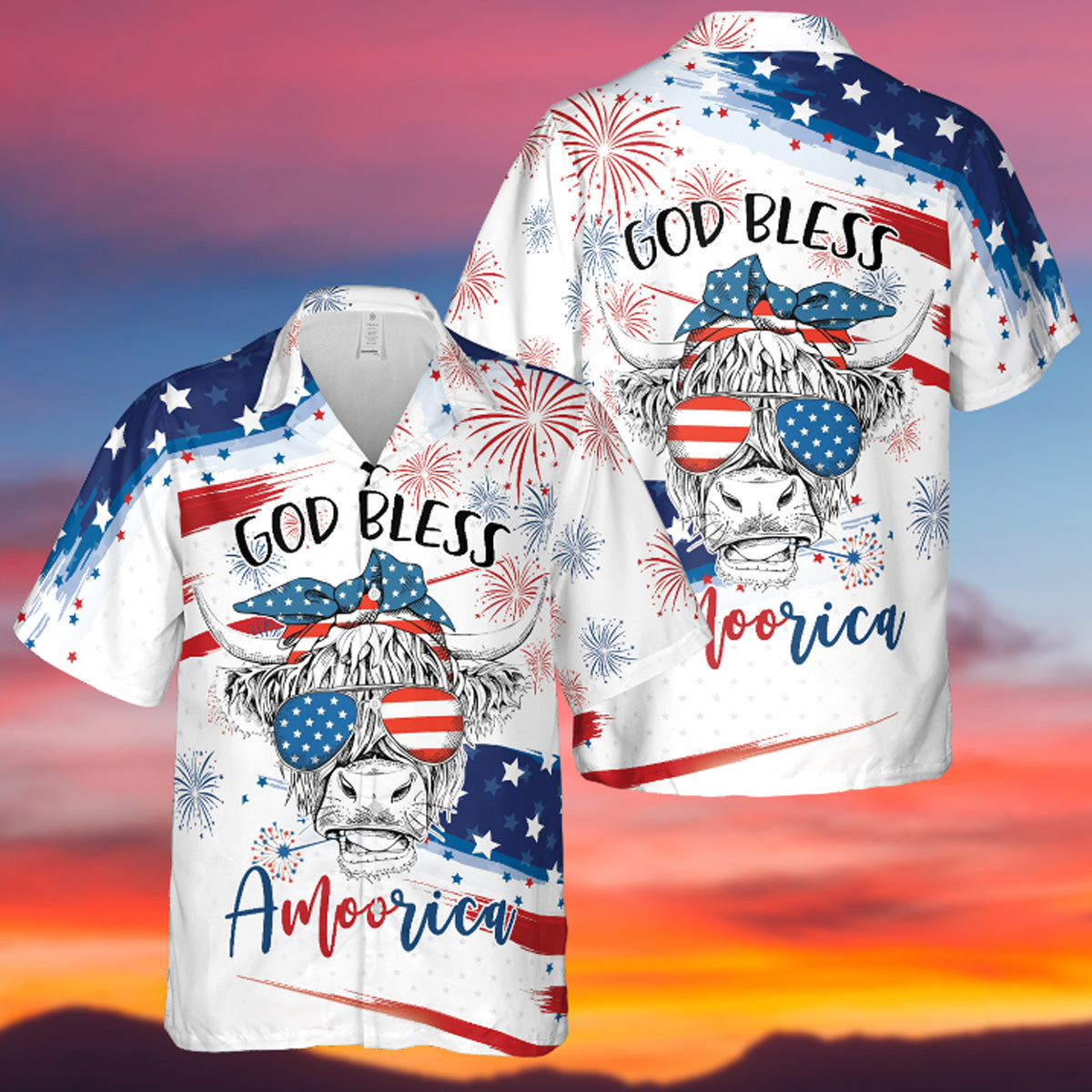 Happy Independence God Bless Amoorica All Over Printed Hawaii Shirt Ha40327