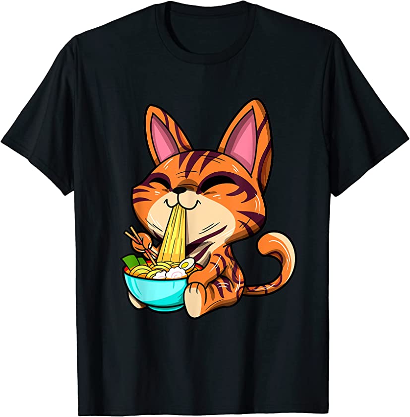 Ramen Lover Japanese Noodle Kawaii Bengal Cat Animal T-Shirt