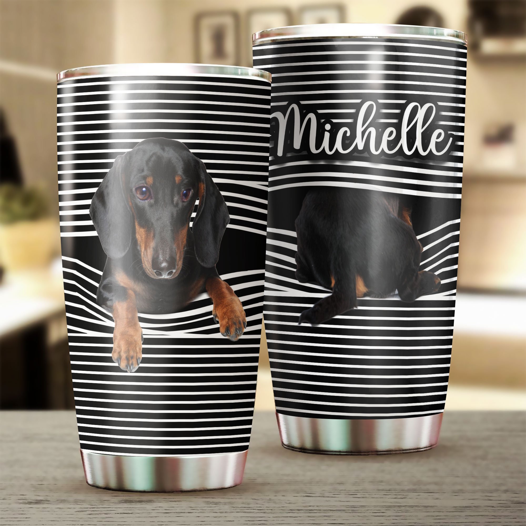 Custom Personalized name stainless steel tumbler drinkware family gift ideas for friend couple dog lovers – Dachshund Line TY0402217 – Personalizedwitch
