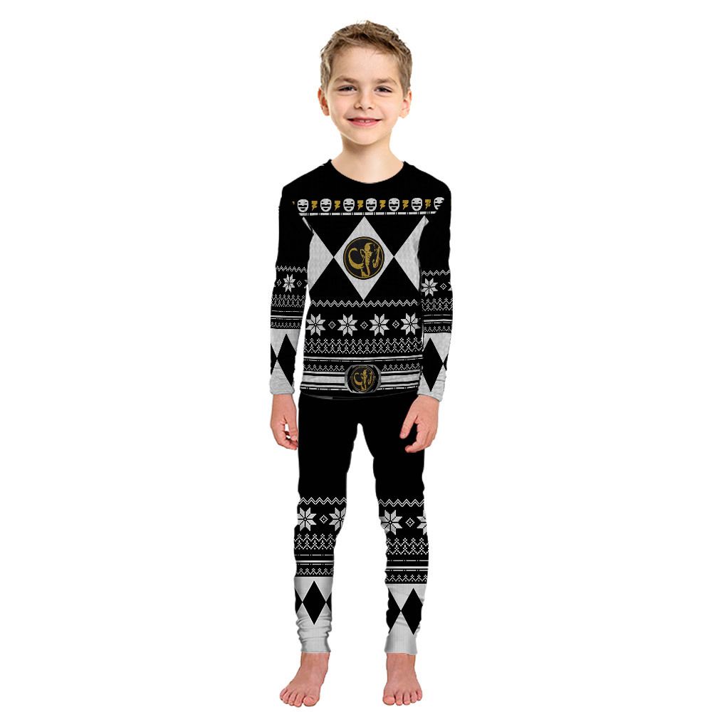 3D Black Mighty Morphin Power Ranger Ugly Christmas Custom Pajamas Set