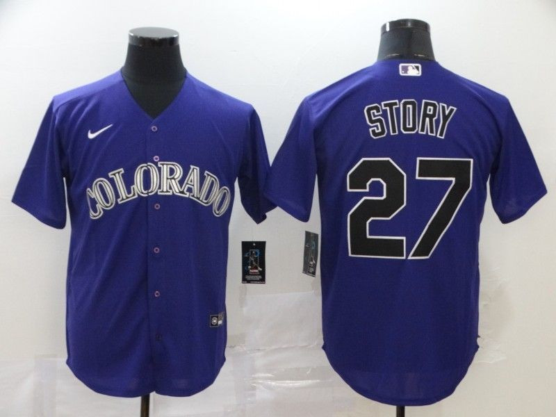 Colorado Rockies Trevor Story #27 2020 MLB Navy Blue Jersey