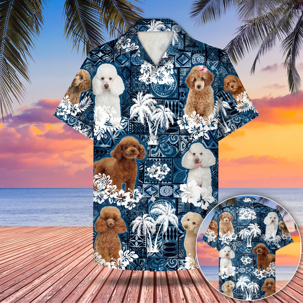 Poodle Hawaii Style Blue Shirt Gift For Dad Phts Ha61477