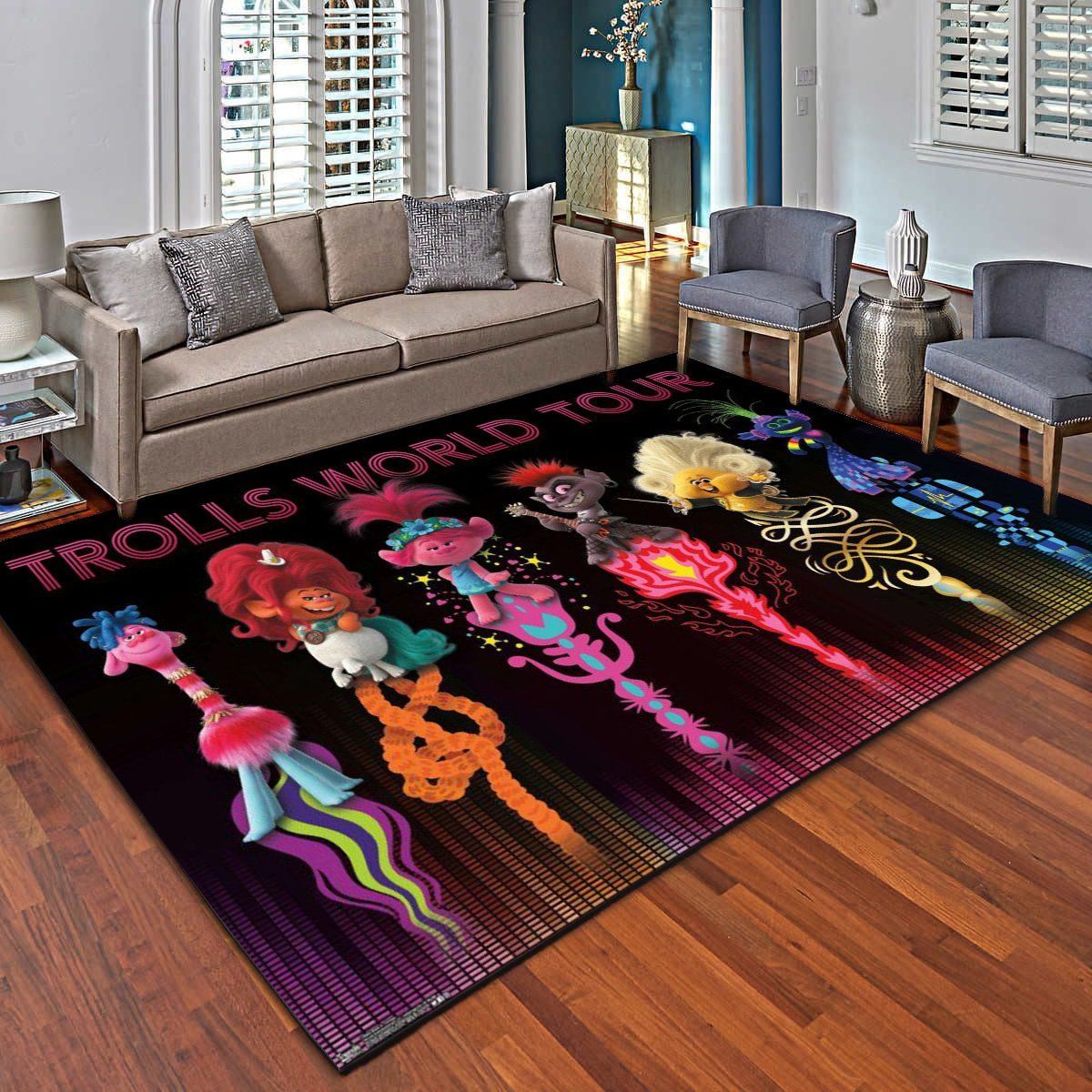 Dreamworks Trolls 2 Group Rugs, Living Room Bedroom Carpet