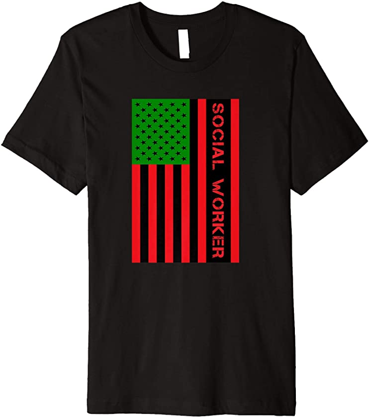 Social Worker UNIA Flag Pan African American Flag Juneteenth Premium T-Shirt