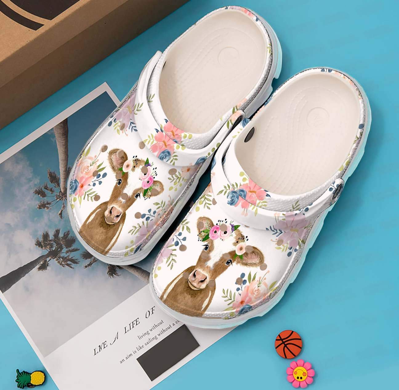 Cow Personalized Clog, Custom Name, Text, Color, Number Fashion Style For Women, Men, Kid, Print 3D Baby Cow With Flower