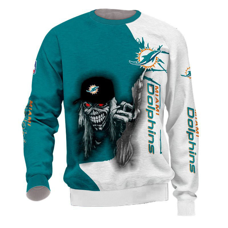 Miami Dolphins Crewneck Sweatshirt Iron Maiden Fuck