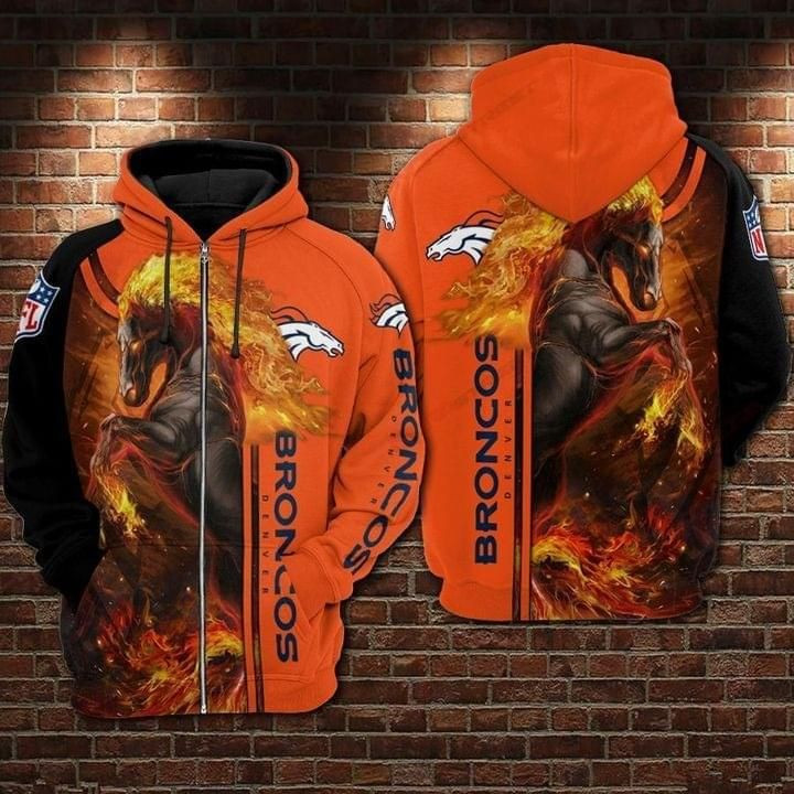 Denver Broncos Fire Horse 3D Hoodie Sweater Tshirt