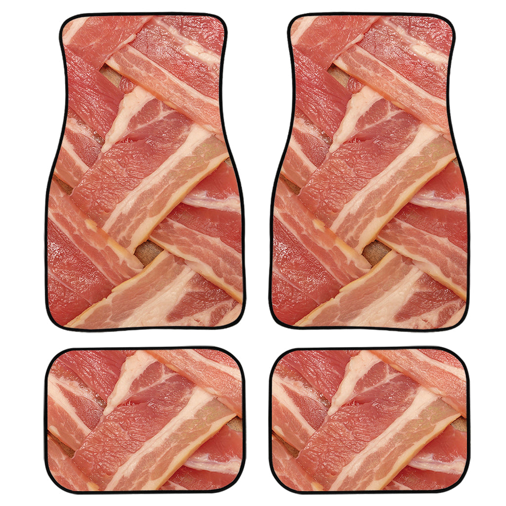 Weaving Bacon Print Front And Back Car Floor Mats, Front Car Mat