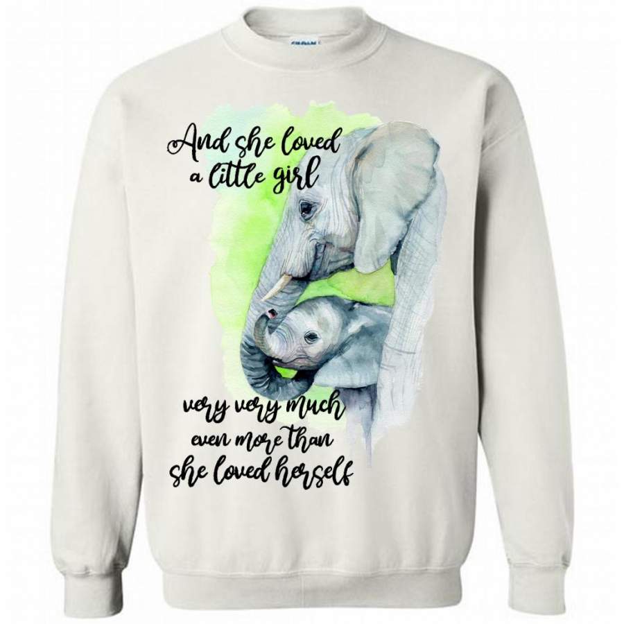 And She Loved Little Girl Very Very Much Even More Than She She Loved Herself, Elephant Design – Gildan Crewneck Sweatshirt