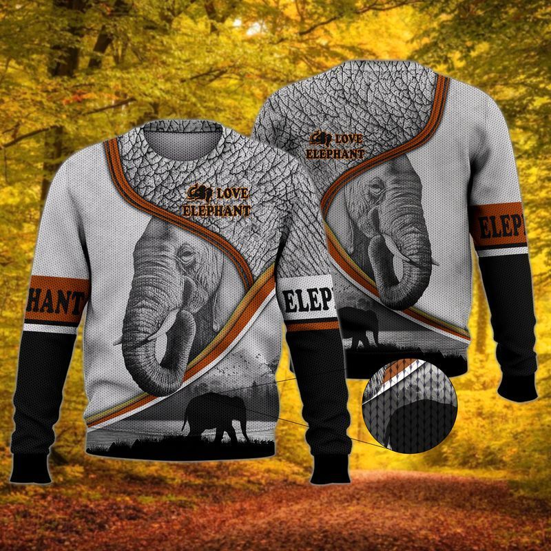 I Love Elephant Wild Animal 3D Full Print Sweater