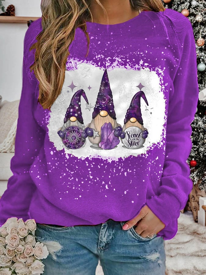 Purple Christmas Print Sweatshirt