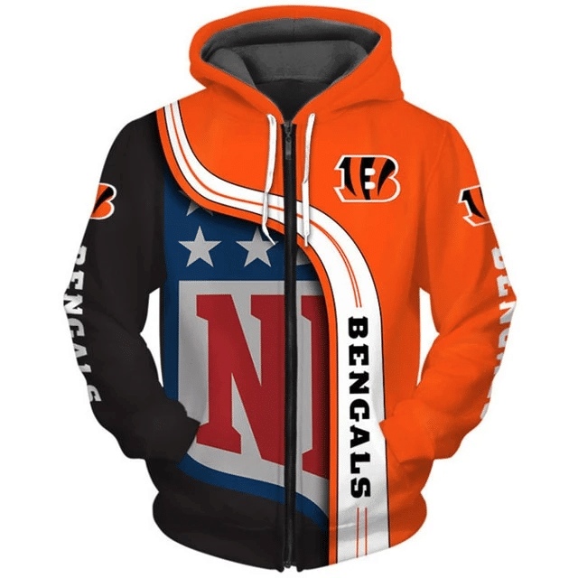 Cincinnati Bengals Curved Stripes 64 Unisex 3D Hoodie Gift For Fans