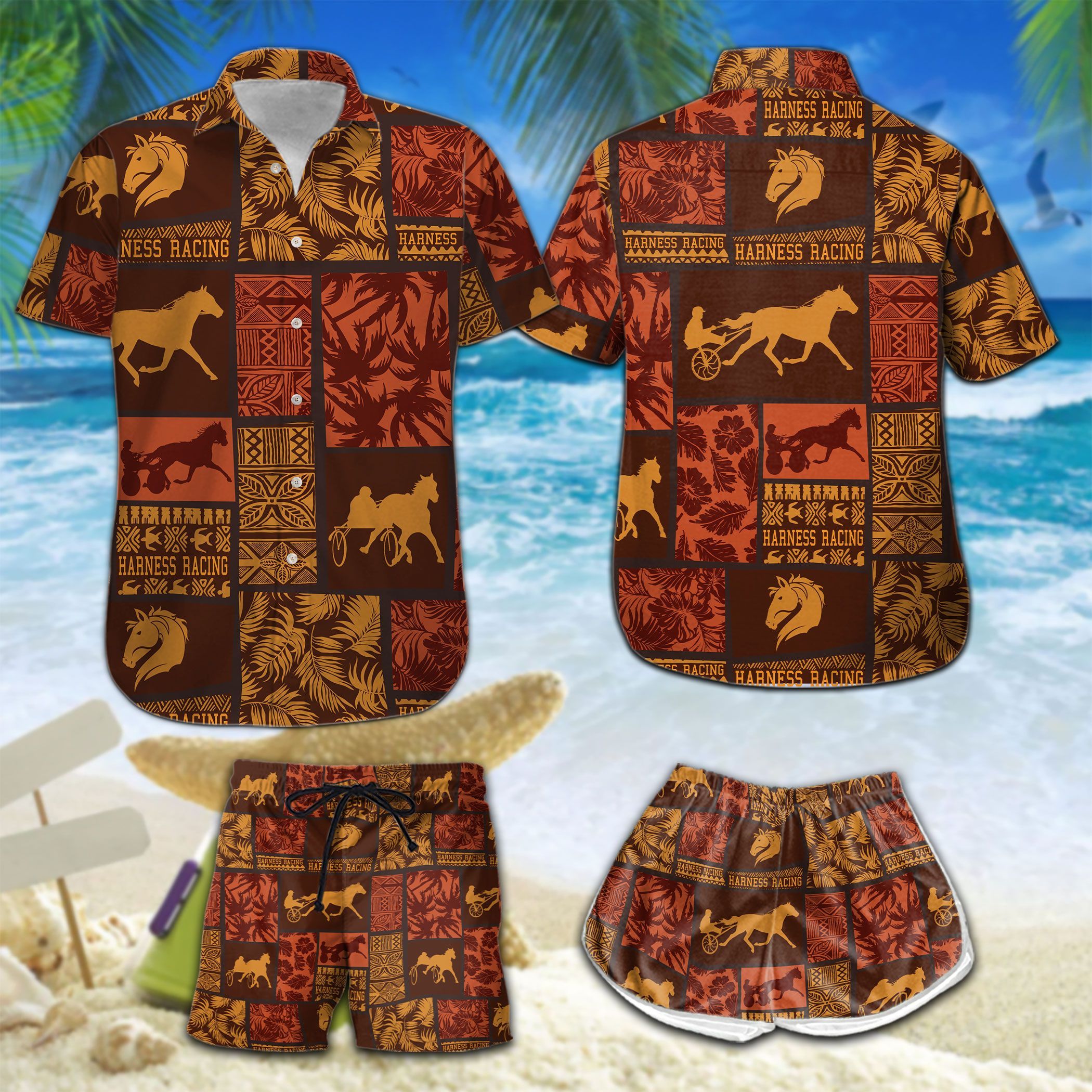 Vintage Harness Racing Hawaii Set Summer Vibes Ha79903