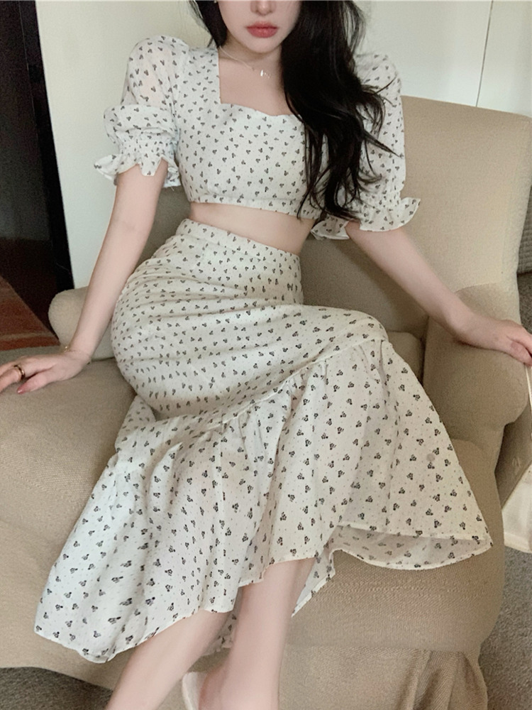 2022 Summer New Fashion Sexy 2 Piece Set Women Bandage Crop Top & Mermaid Long Skirt Suits Female Beach Vacation Two Piece Sets alx