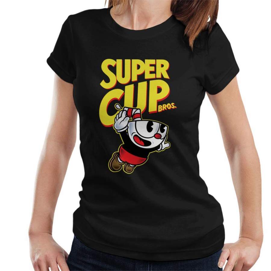 Super Cup Bros Super Mario Cuphead Women’s T-Shirt