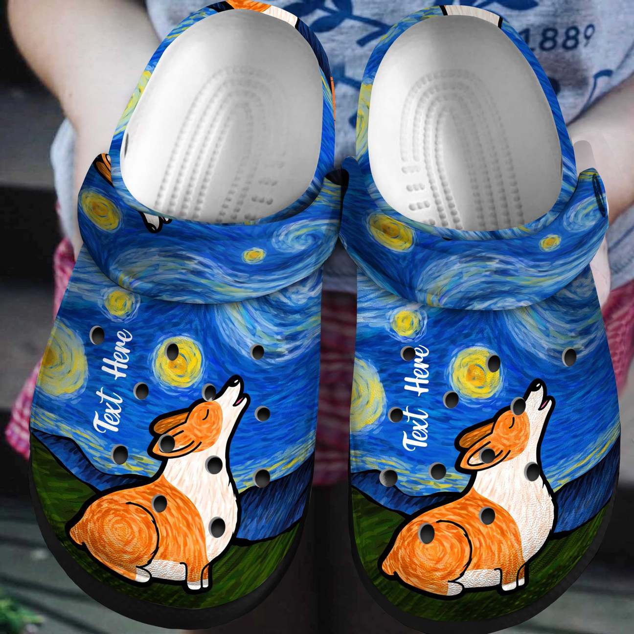 Corgi Personalized Clog, Custom Name, Text, Color, Number Fashion Style For Women, Men, Kid, Print 3D Starry Night