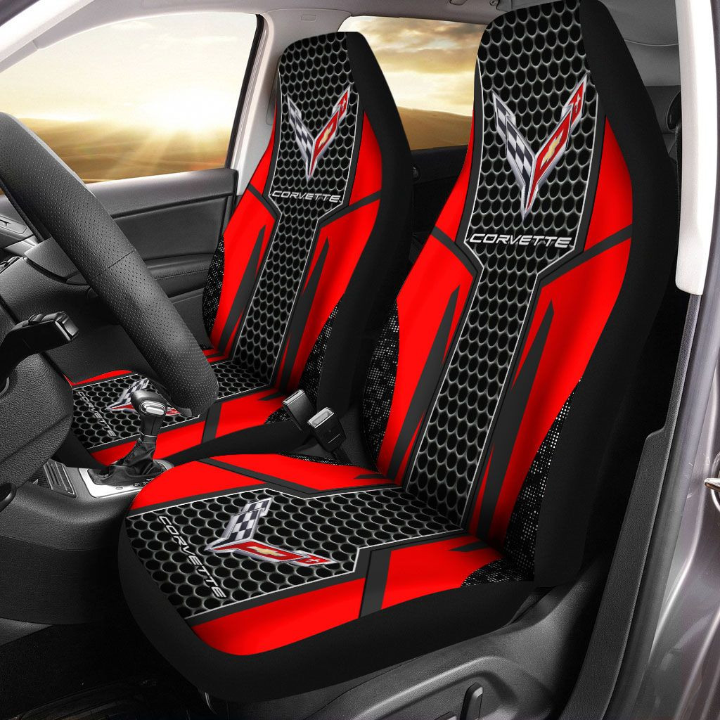 Chevrolet Corvette Car Seat Cover (Set Of 2) Ver 9 (Red)