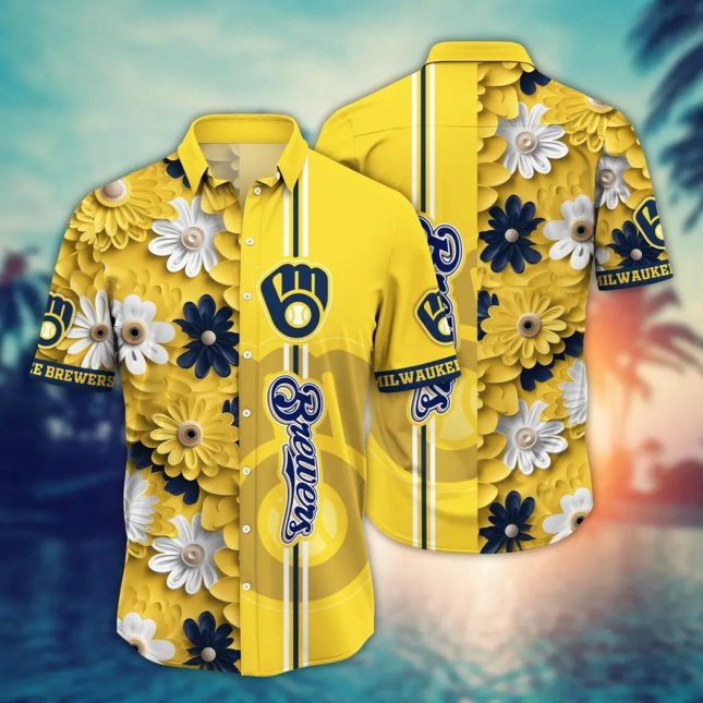 Milwaukee Brewers Hawaiian Shirt Daisy Delight
