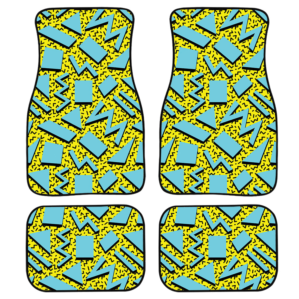 Retro Funky Pattern Print Front And Back Car Floor Mats, Front Car Mat