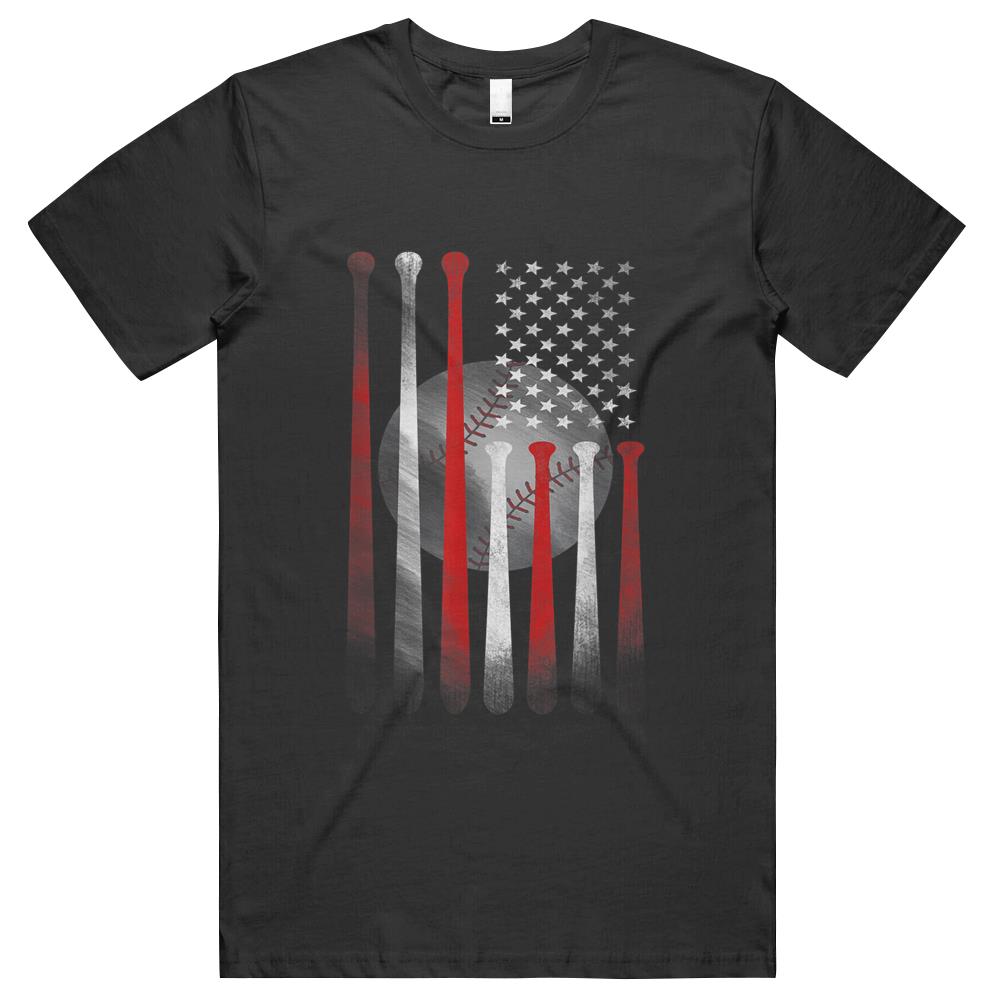 American Flag Vintage Baseball Flag , Dad, Mom Men T Shirts