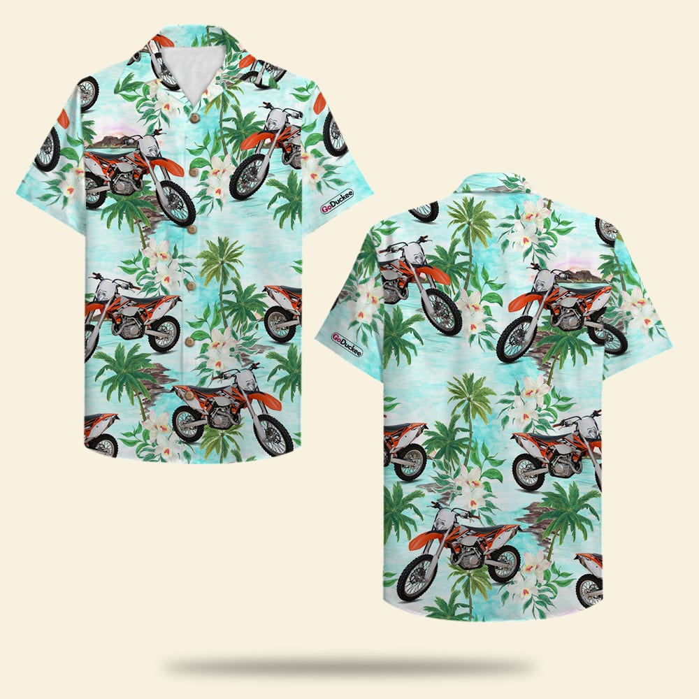 Custom Photo Motocross Hawaii Shirt Coconut Tree Pattern Ha84451