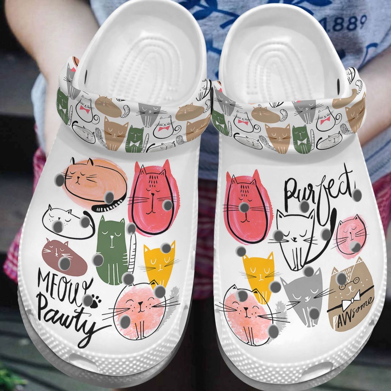 Cat Personalized Clog, Custom Name, Text, Color, Number Fashion Style For Women, Men, Kid, Print 3D Meow Pawty