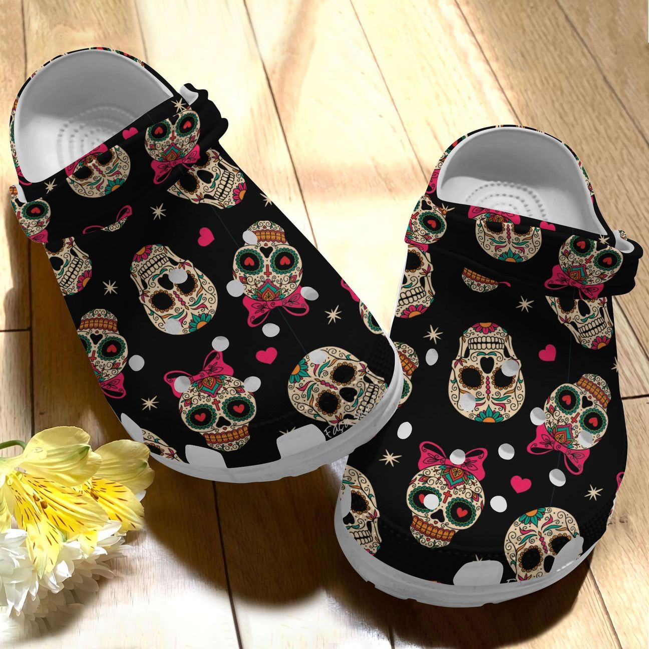 Skull Personalize Clog, Custom Name, Text, Fashion Style For Women, Men, Kid, Print 3D Skull Heart